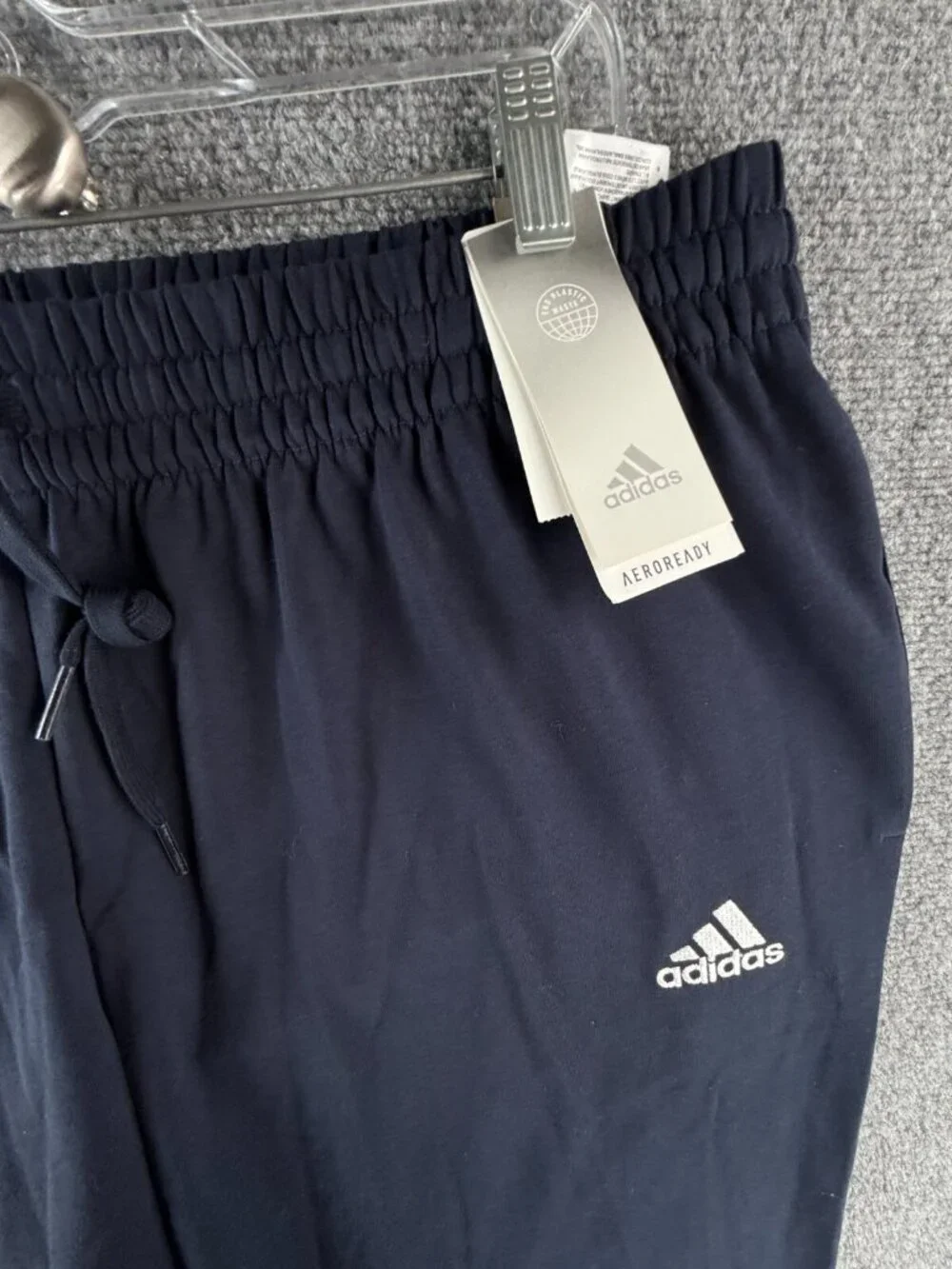 NWT Adidas Track Pants Sweatpants Blue 2XL Elastic Waist Drawstring Tapered Reg